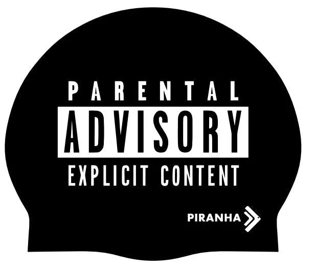 Piranha Swim Cap Parental Advisory Black_White