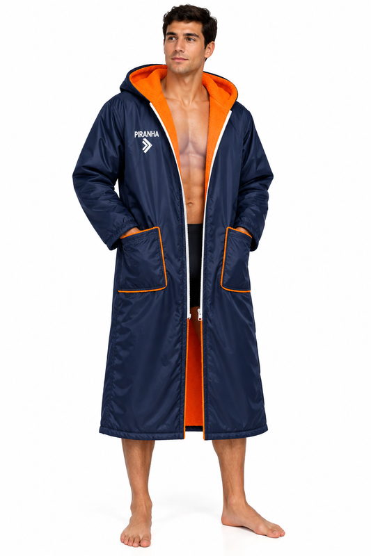 Swim Robe Piranha Dry-Robe Zipper Navy/Orange